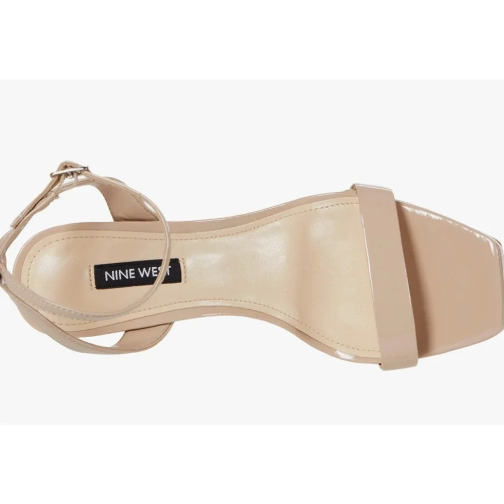 Nine West Zalas Zadie Heels 9.5 Nude Tan NWOT Sandals Stiletto Glam Cocktail